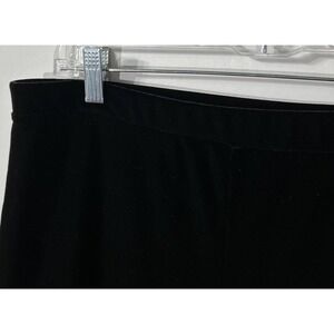 Chicos Pull On Black Velvet Pants Stretch Sz Large 12 (2) Slim Fit Poly Blend